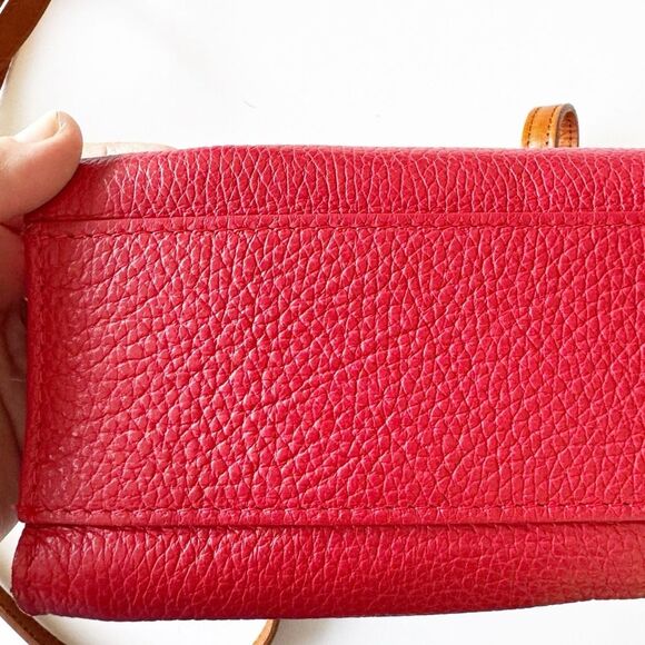Valentina Zip Around Crossbody Handbag Red Pebbled Leather 2 Straps Italy Nice! - Picture 7 of 14
